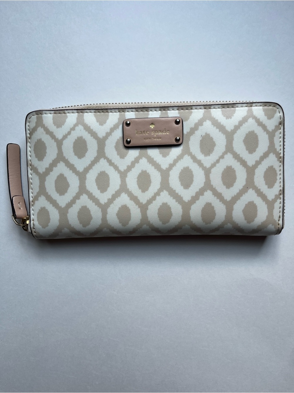 Kate Spade Cream & Beige Ikat Zip Wallet